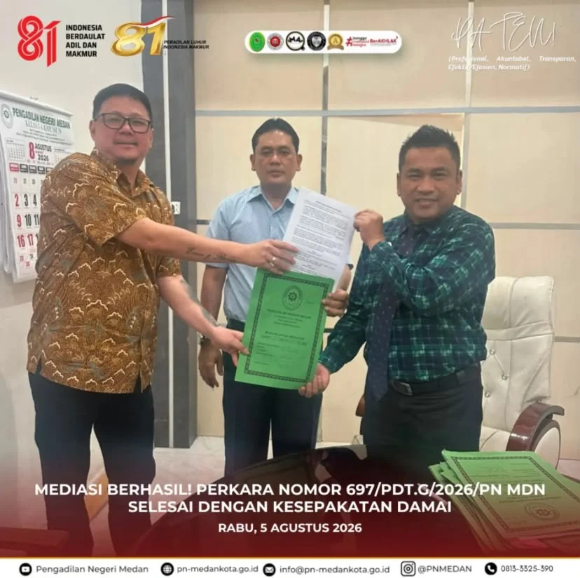 Mediasi Menjadi Jalan Terbaik Bagi Penyelesaian Perkara Nomor 697/pdt.G/2026/Pn Mdn