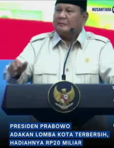 Presiden Prabowo Siapkan Insentif Rp20 Miliar bagi Daerah Pencipta Kota Terbersih