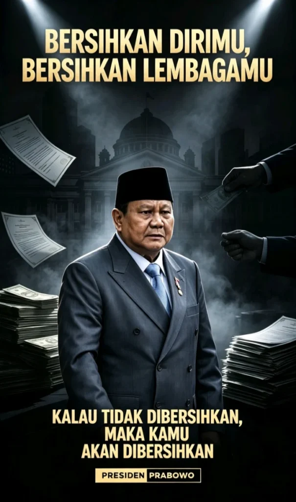 “BERSIHKAN DIRIMU, BERSIHKAN LEMBAGAMU”    Komitmen Presiden Prabowo dan Dampak Korupsi Terhadap Kekayaan SDA Indonesia    Oleh: Hasan Basri Siregar, Ketua JWI DS