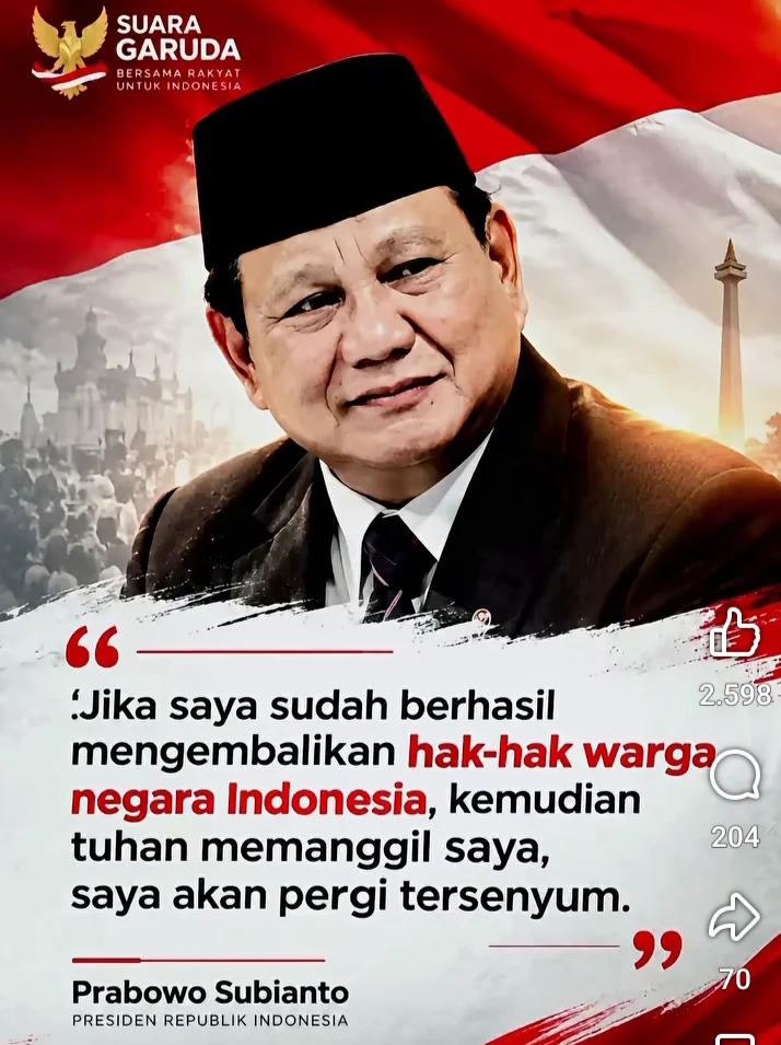 MEMAKNAI PERNYATAAN PRESIDEN PRABOWO SUBIANTO: “JIKA HAK-HAK WARGA NEGARA TELAH KEMBALI, SAYA AKAN PERGI TERSENYUM” – SEBUAH KAJIAN FILOSOFI KENEGARAAN