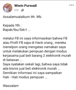 BREAKING NEWS – KLARIFIKASI KADES     AKUN FB KADES PASAR VI KUALANAMU DI-HACK! MODUS KENALAN UJUNG-UJUNGNYA MINTA UANG, WIWIN PURWADI: ITU BUKAN SAYA!