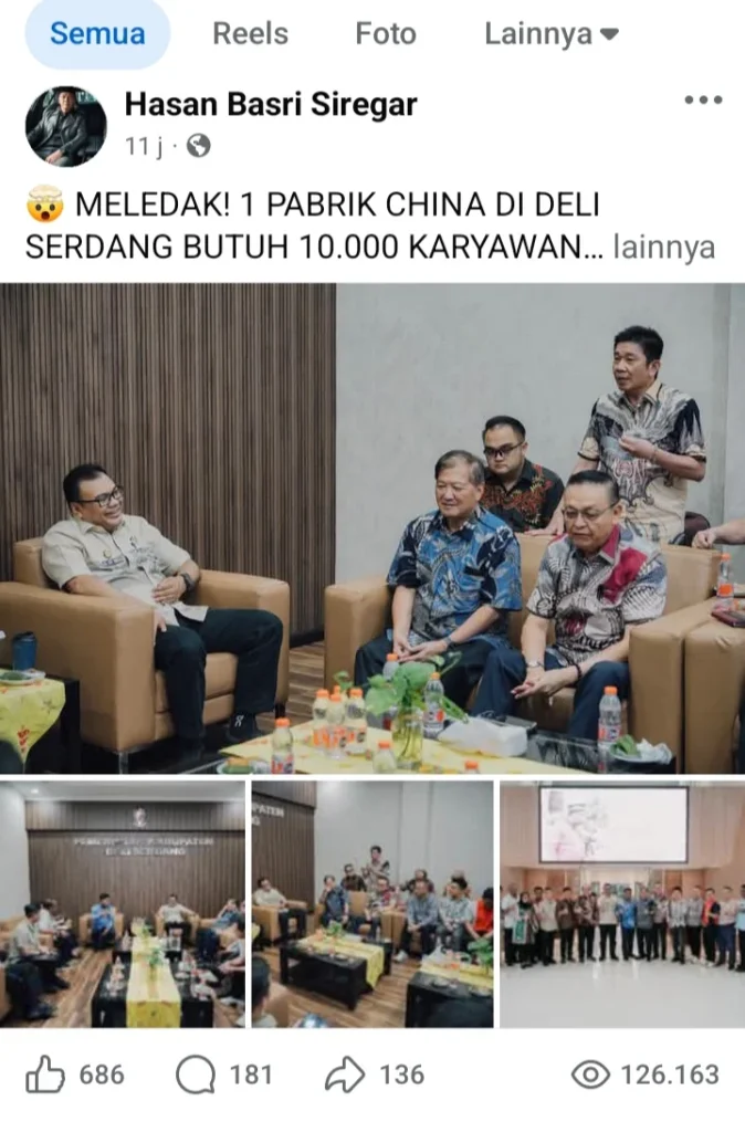 JUDUL: Meledak! Pabrik China Butuh 10.000 Karyawan di Deli Serdang Diserbu 126 Ribu Warga, Netizen Teriak: Awasi Calo “WANI PIRO”